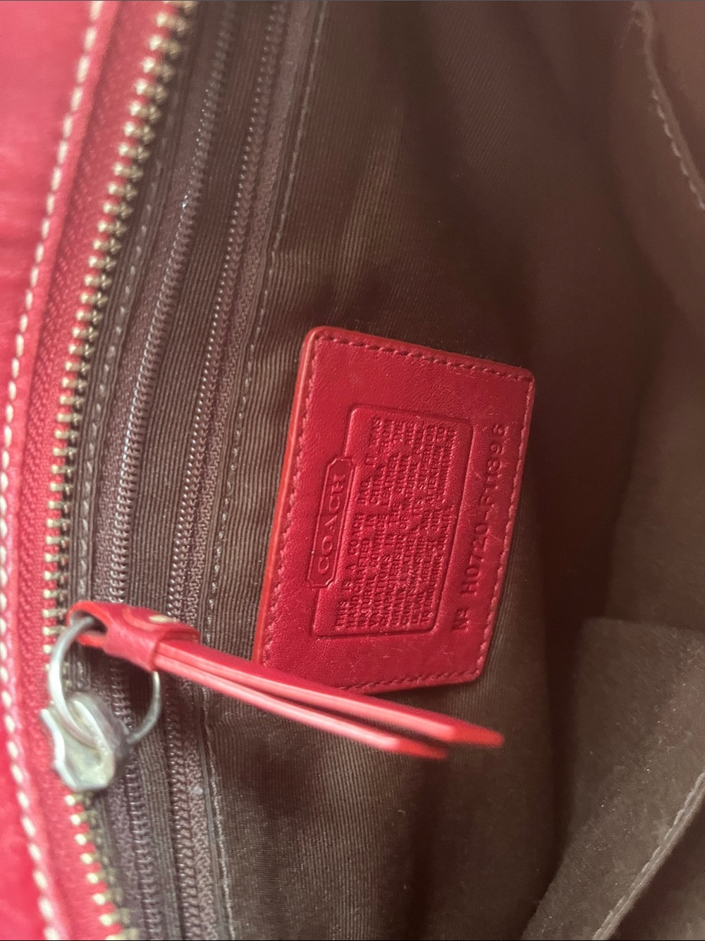 Coach Cherry Red Leather Tote with Silver Hardware - Picture 7 of 7
